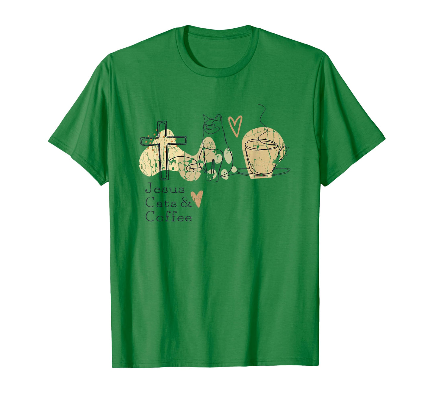 Jesus Cats And Coffee Minimalist Graphic Design T-Shirt