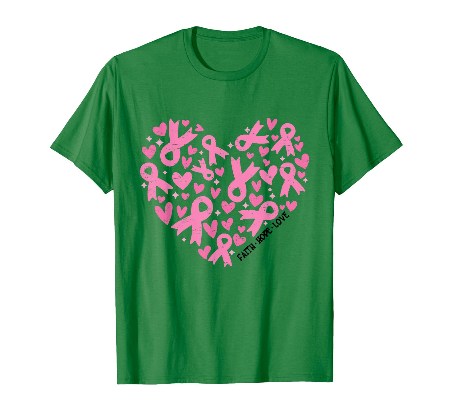 Faith Hope Love Breast Cancer Awareness Pink Ribbon Warrior T-Shirt