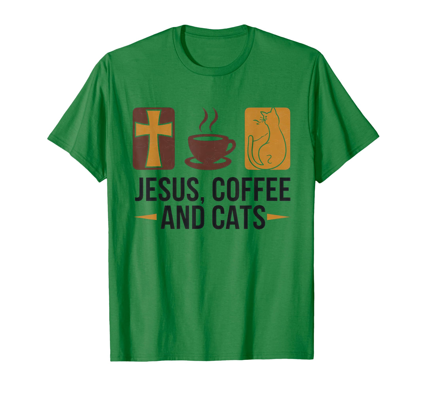 Jesus Coffee Cats Funny Cute Design Jesus Lovers Christian T-Shirt