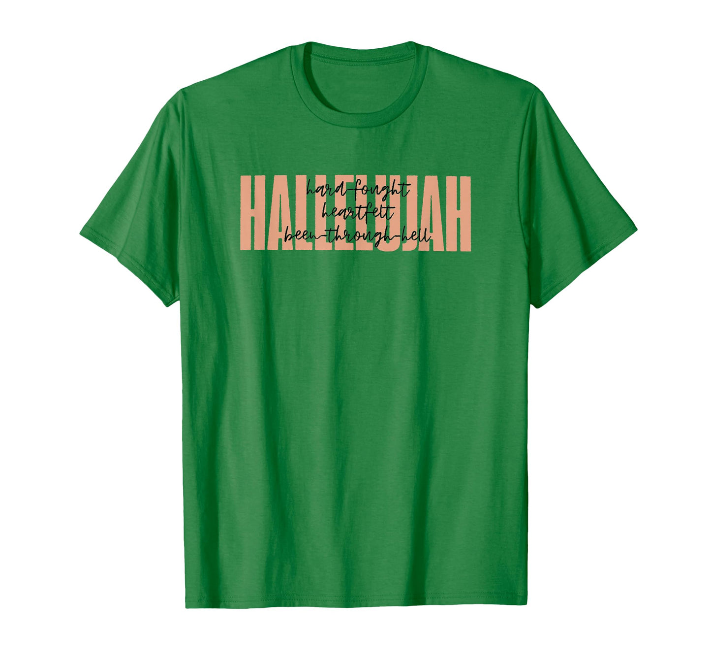 Retro Christian Worship Hard Fought Hallelujah Unisex-Adults Christian T-Shirt, Grey, Small, Short Sleeve