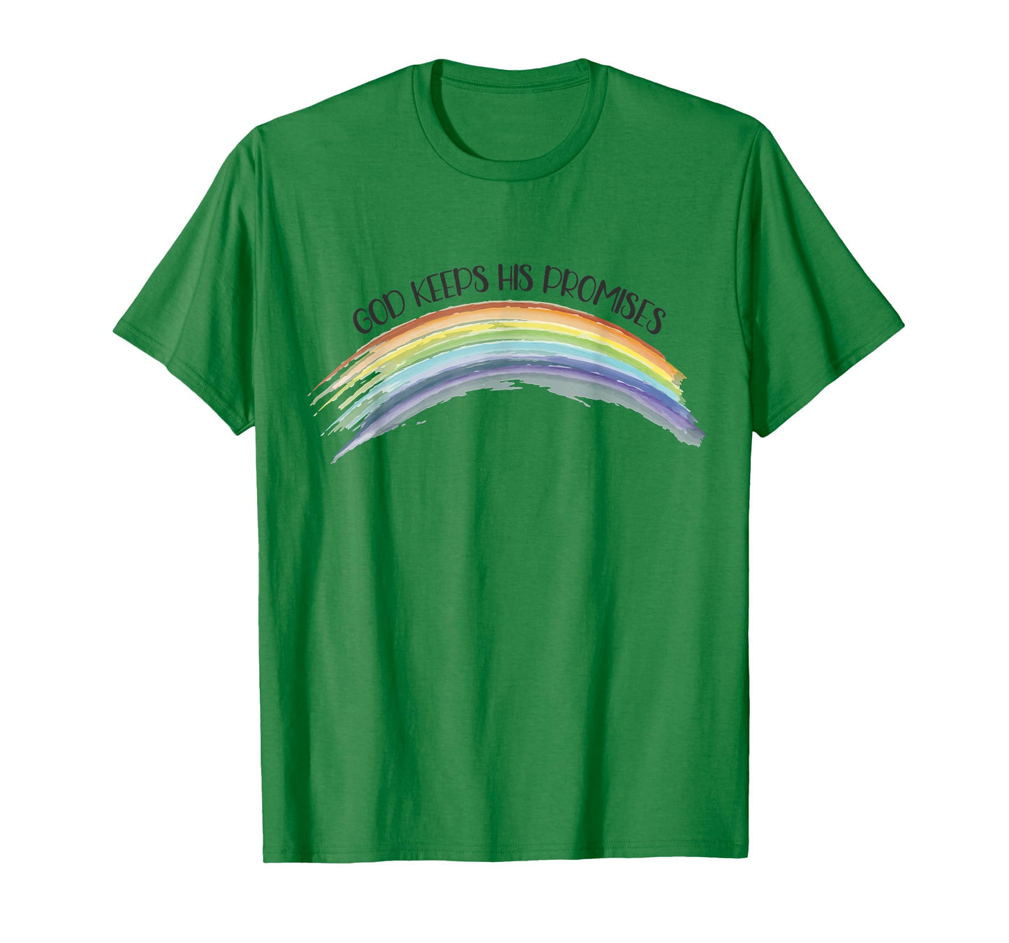 In God We Trust Apparel Rainbow God Keeps His Promises, Christian Religious Faith T-Shirt Grey