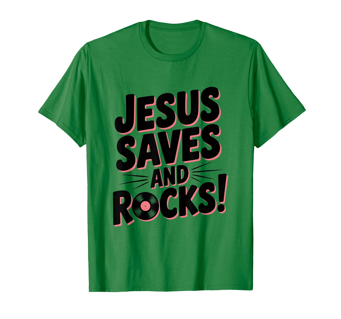 Jesus Saves and Rocks! Christian Faith Inspirational T-Shirt