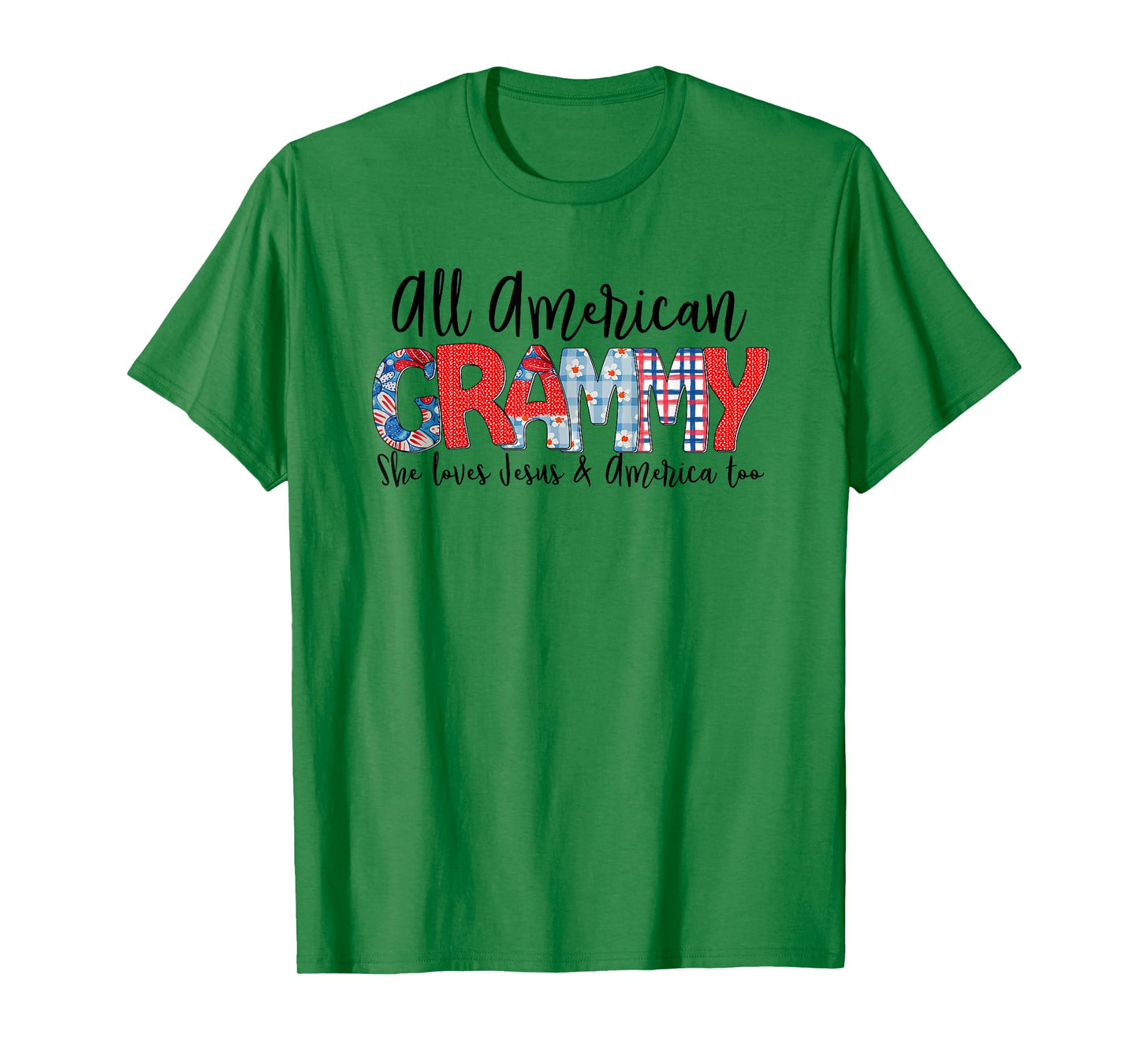 All American Grammy She Loves Jesus America Too 4th Of July T-Shirt