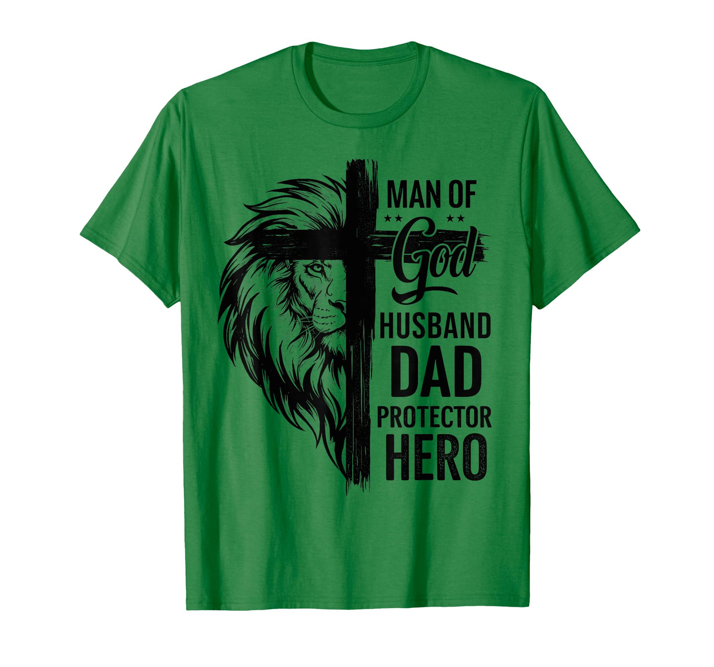 Christian Cross Man of-God Husband Dad Protector Hero Lion T-Shirt