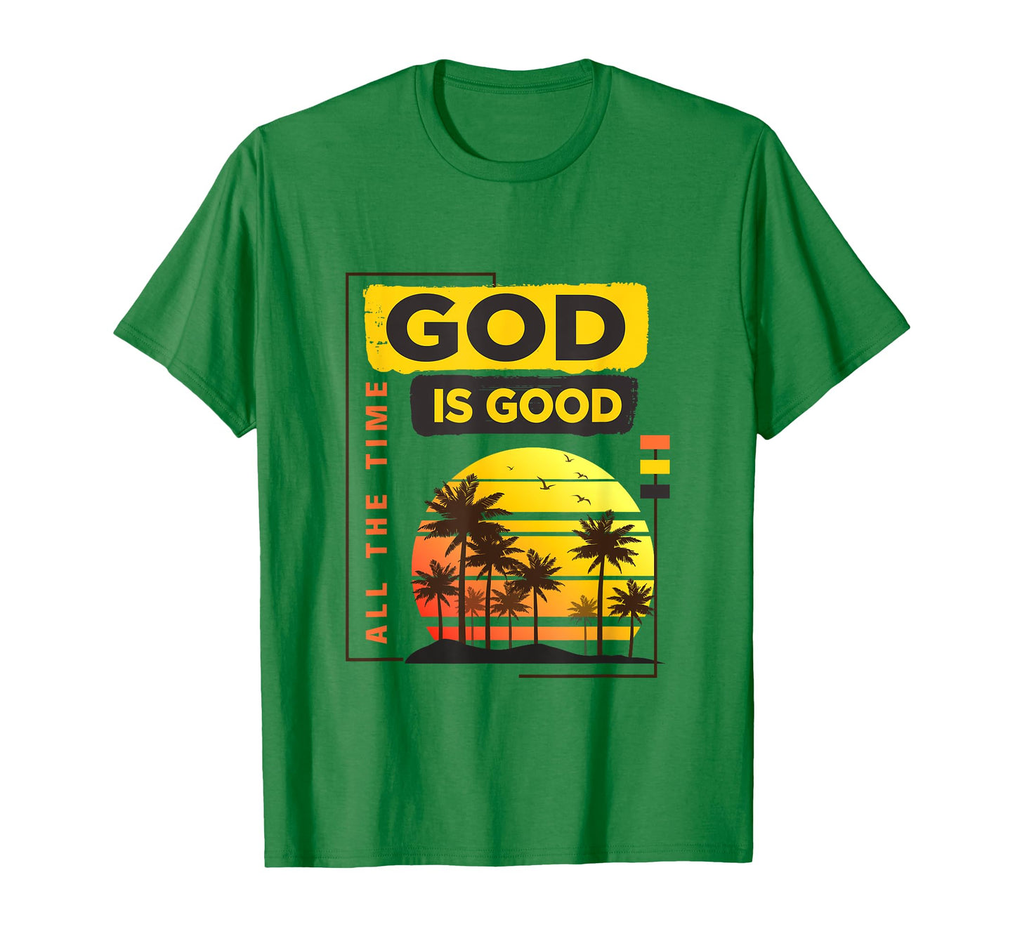 God Is Good all the time vintage tropical sunset palm trees T-Shirt