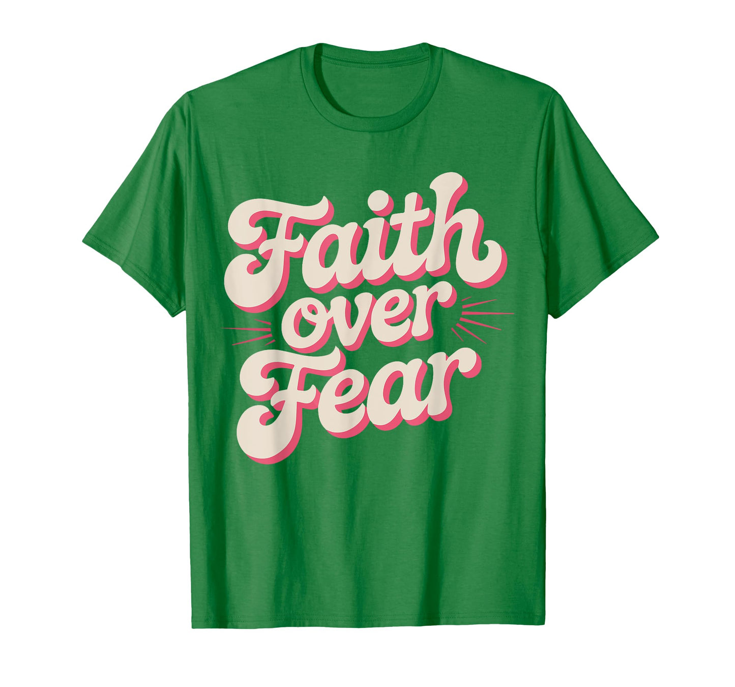 Teen Girl Faith Over Fear Pink White Christian God Sister T-Shirt