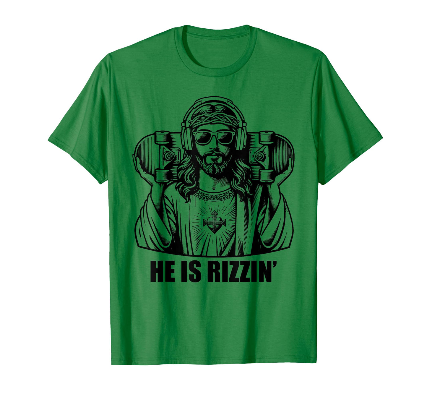 He Is Rizzin Jesus Skateboard Easter Religious Risin Church T-Shirt