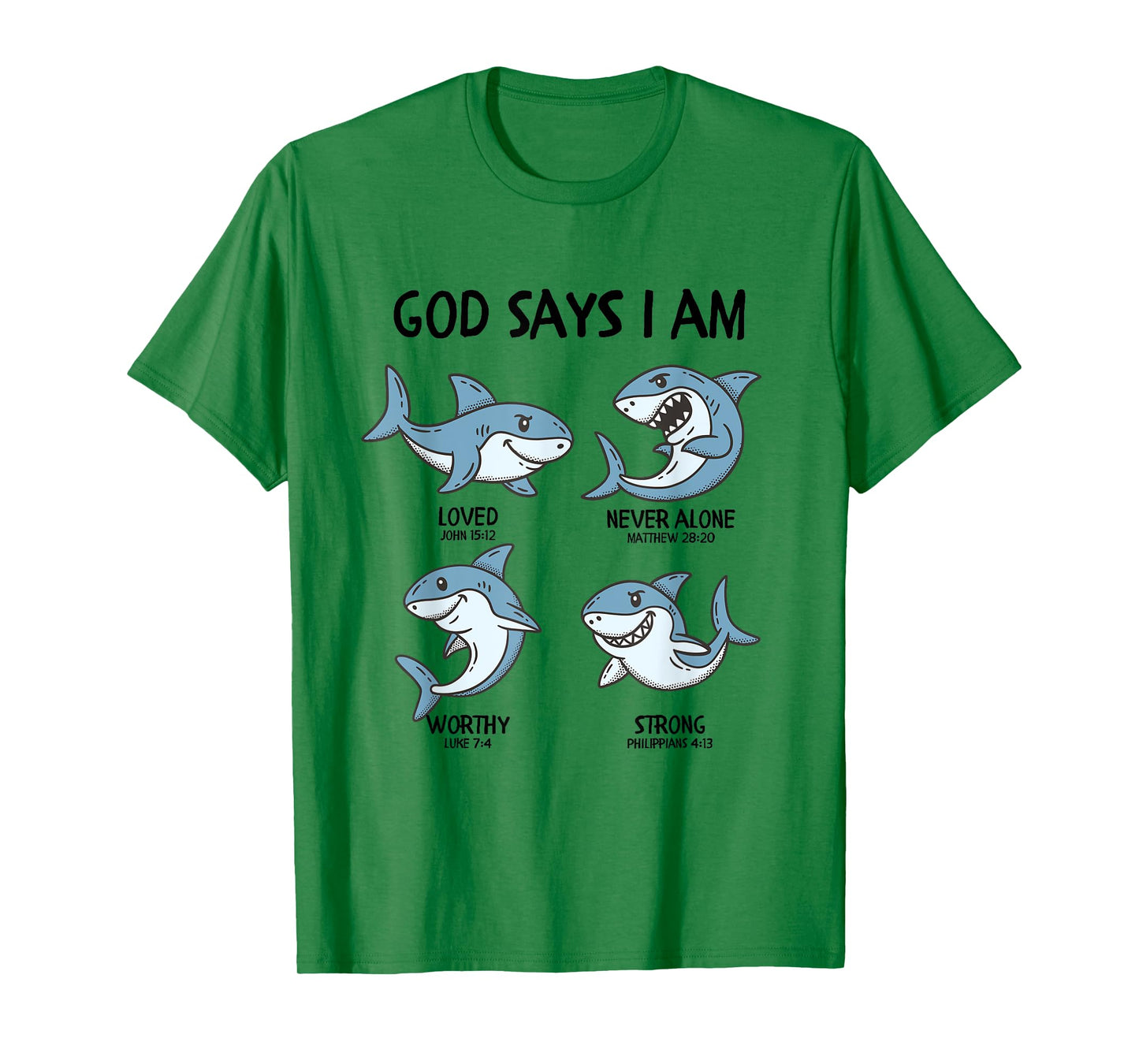 God Says I Am Shark Toddler Kids Farm Bible Verse T-Shirt