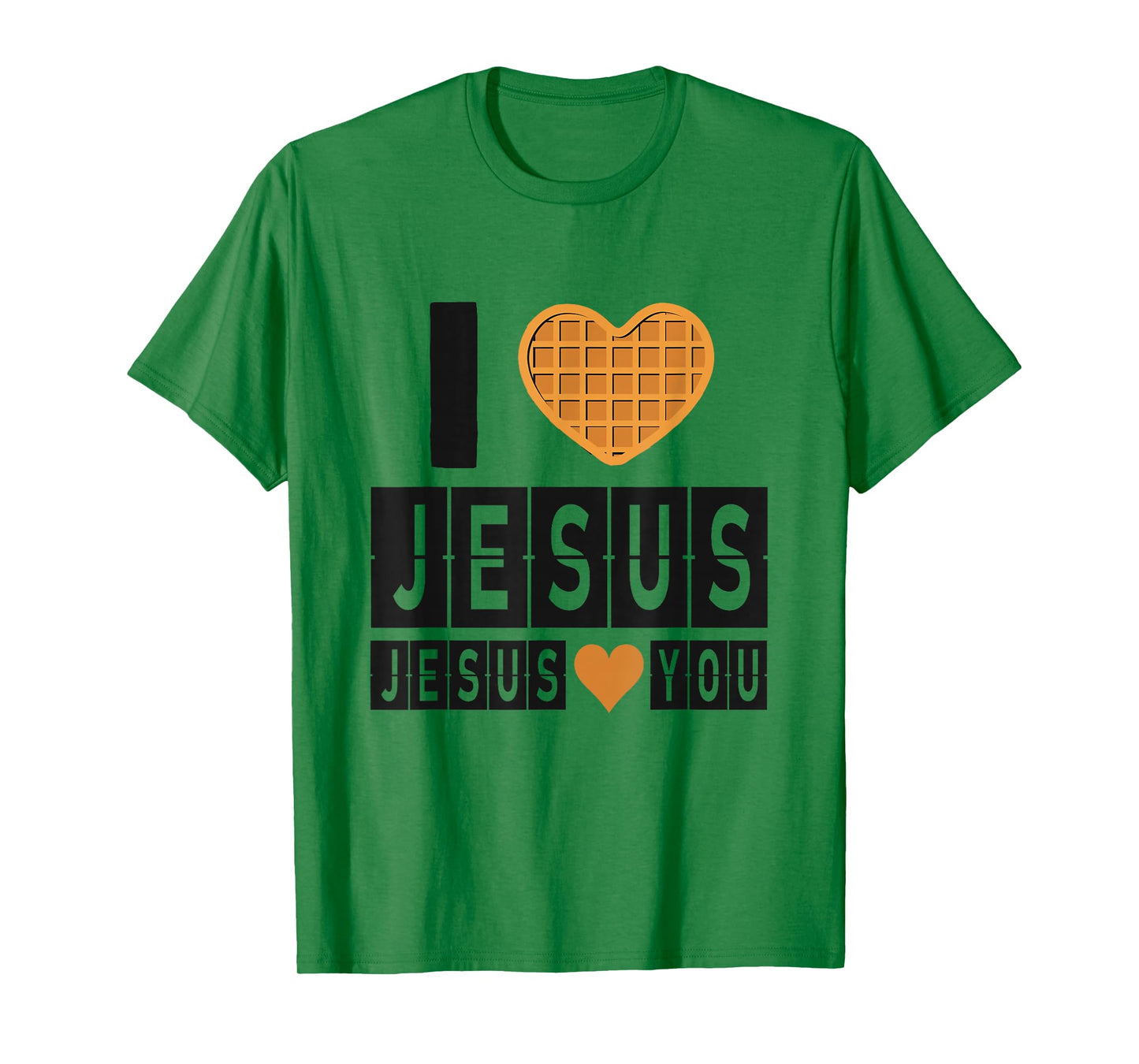 I Love Jesus Waffle Heart Jesus Loves You Funny Breakfast T-Shirt