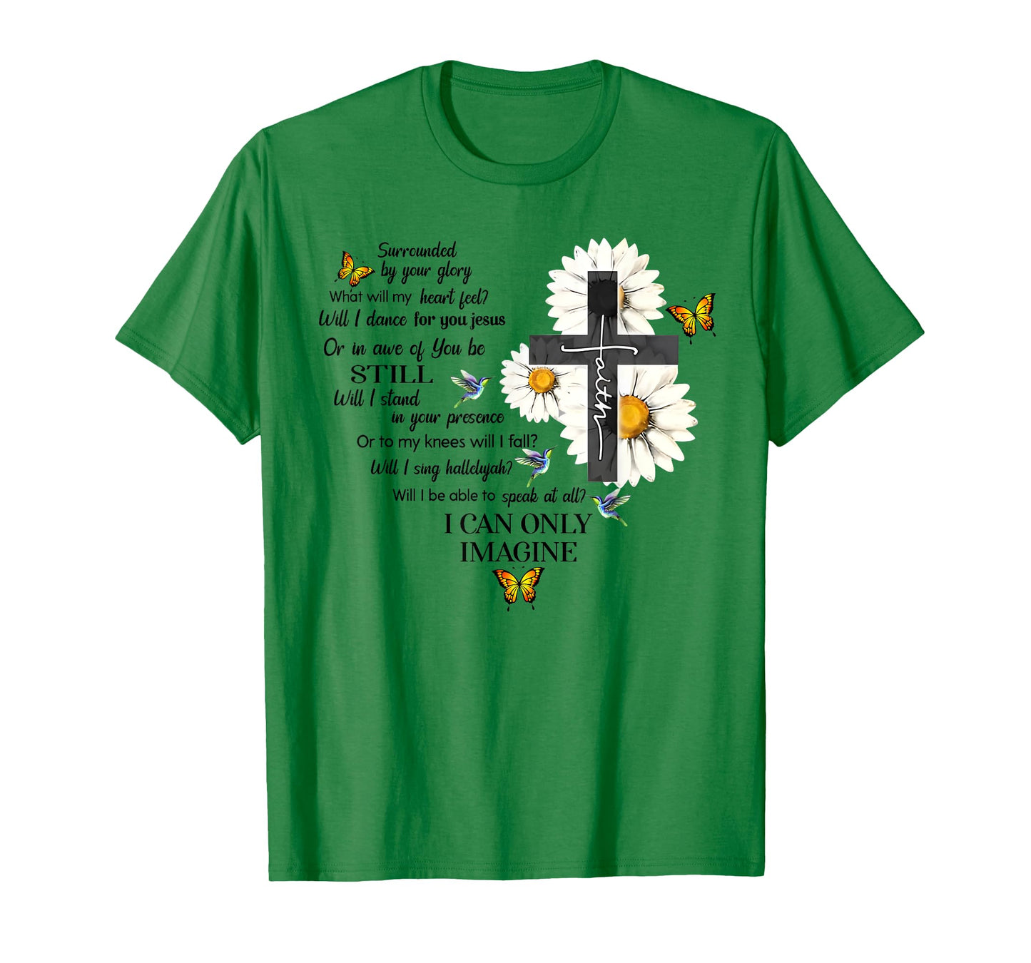 Butterfly Jesus Cross I Can Imagine Christian Religious T-Shirt