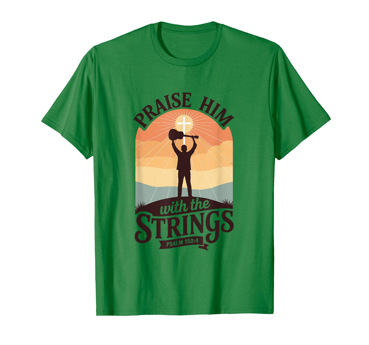 Praise Him with The Strings Bible Psalm Christian Guitar T-Shirt