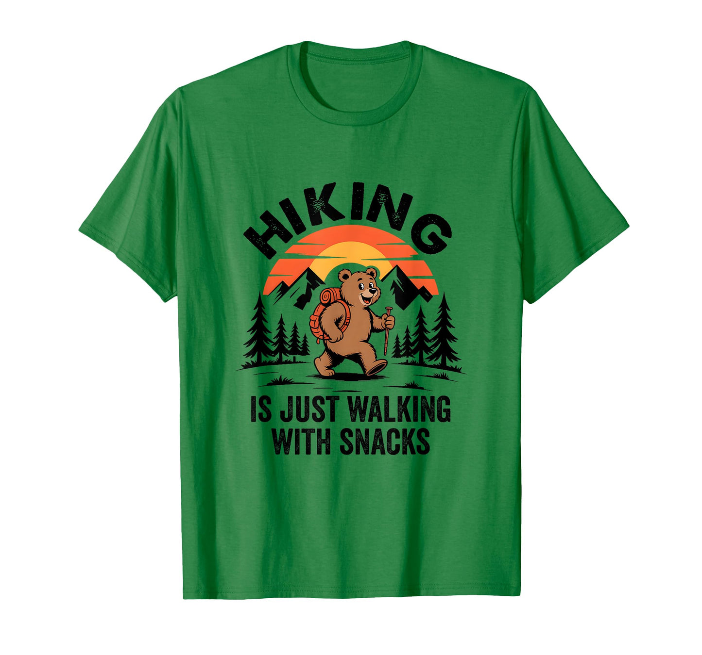 Vintage Hiking Is Just Walking With Snacks Bear Funny Hiking T-Shirt