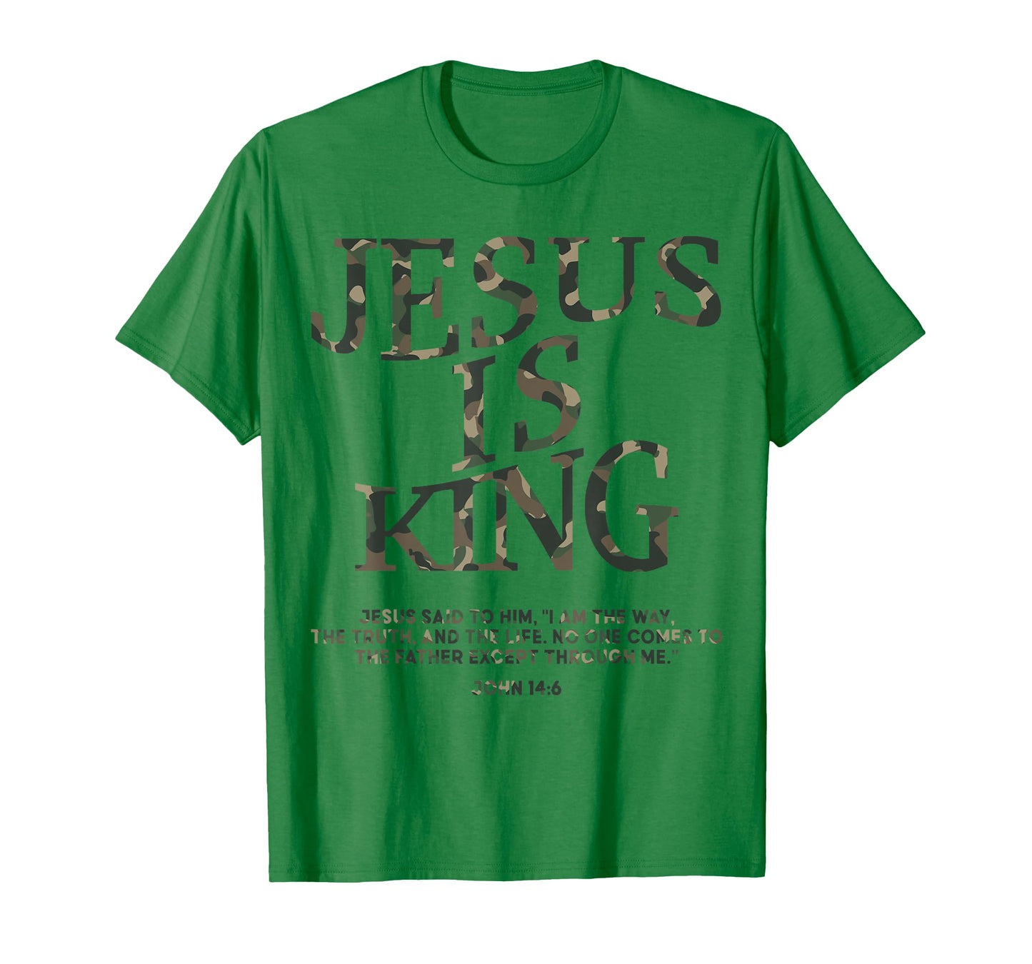 Camo Jesus Is King White Christian Youth Men God Son Brother T-Shirt