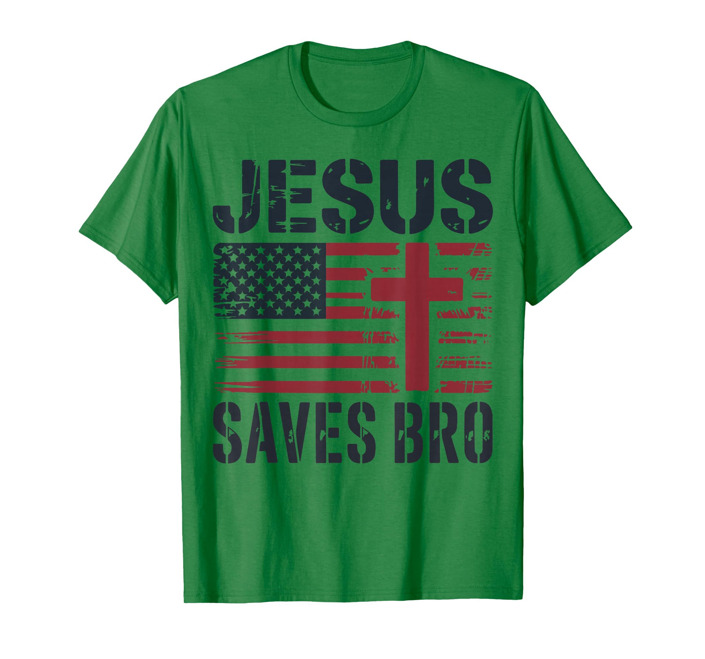 Jesus Save Bro American Flag Christian Patriotic Cross Faith T-Shirt