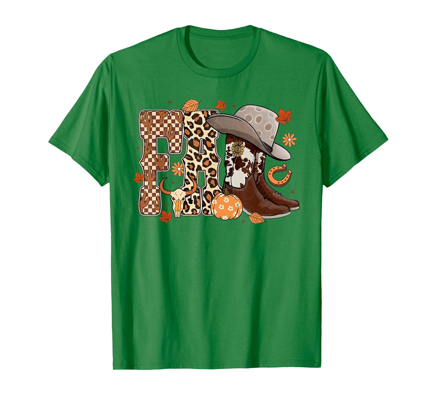Howdy Western Boots Cowgirl Cowboy Checkered Fall Pumpkin T-Shirt