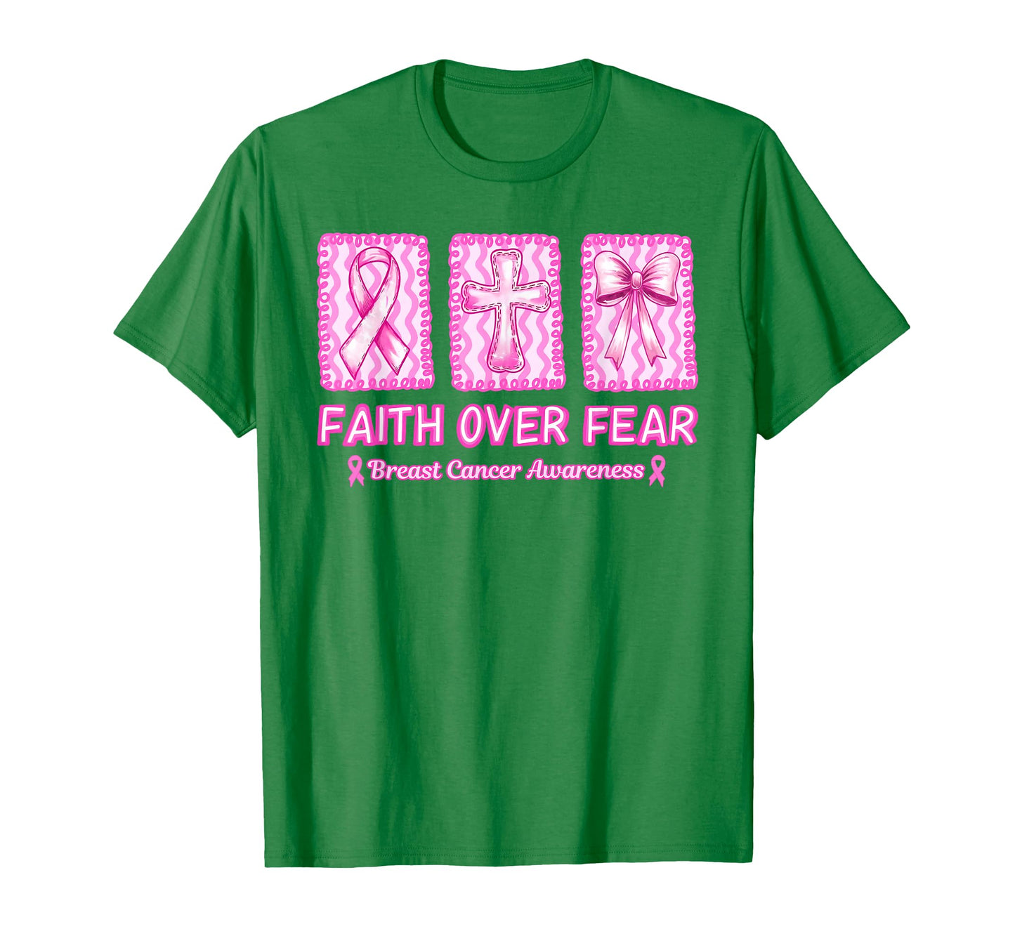 Faith Over Fear Breast Cancer Awareness Christian Religious T-Shirt