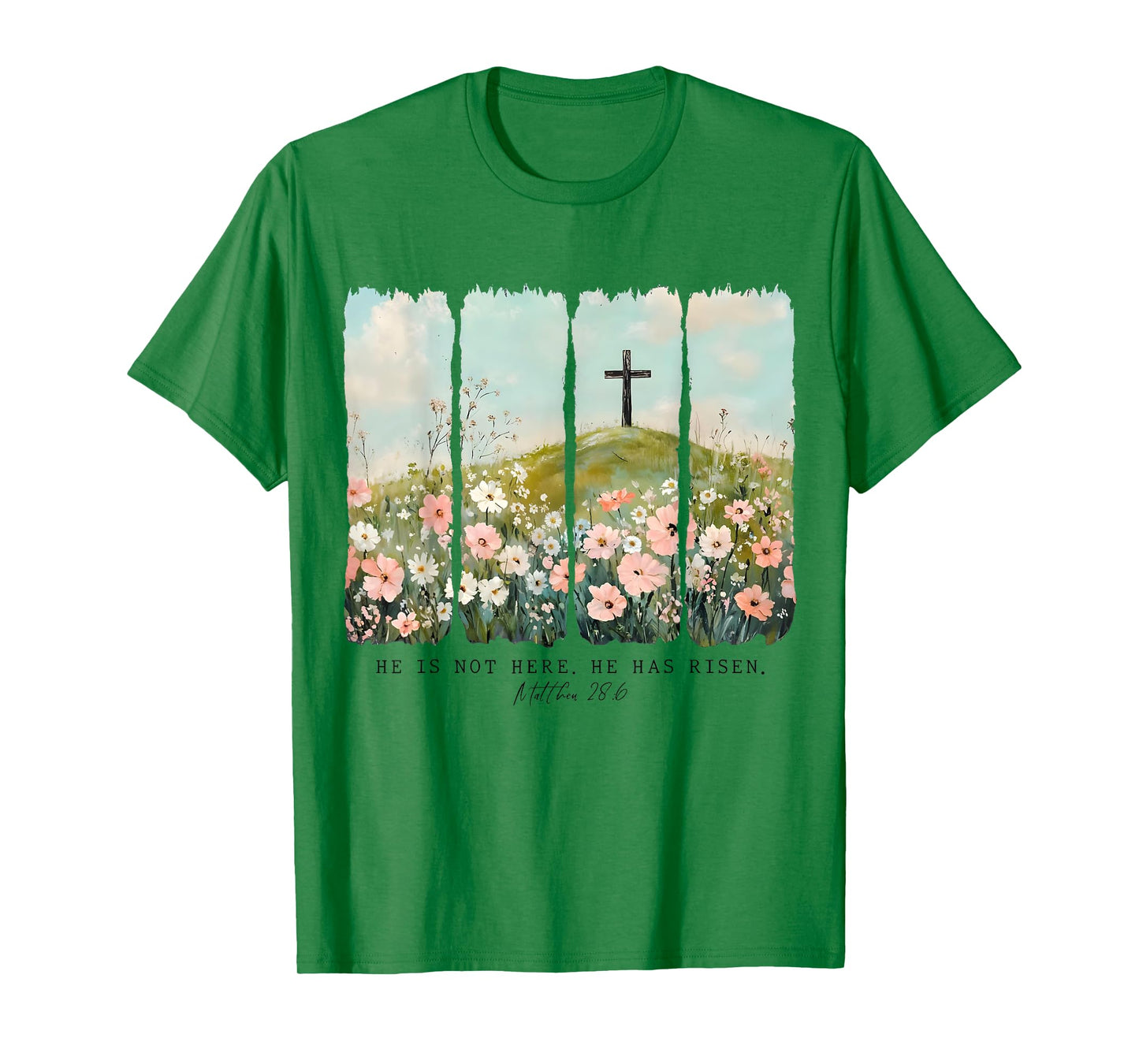 He Is Not Here He Has Risen Jesus Christian Happy Easter Tee T-Shirt