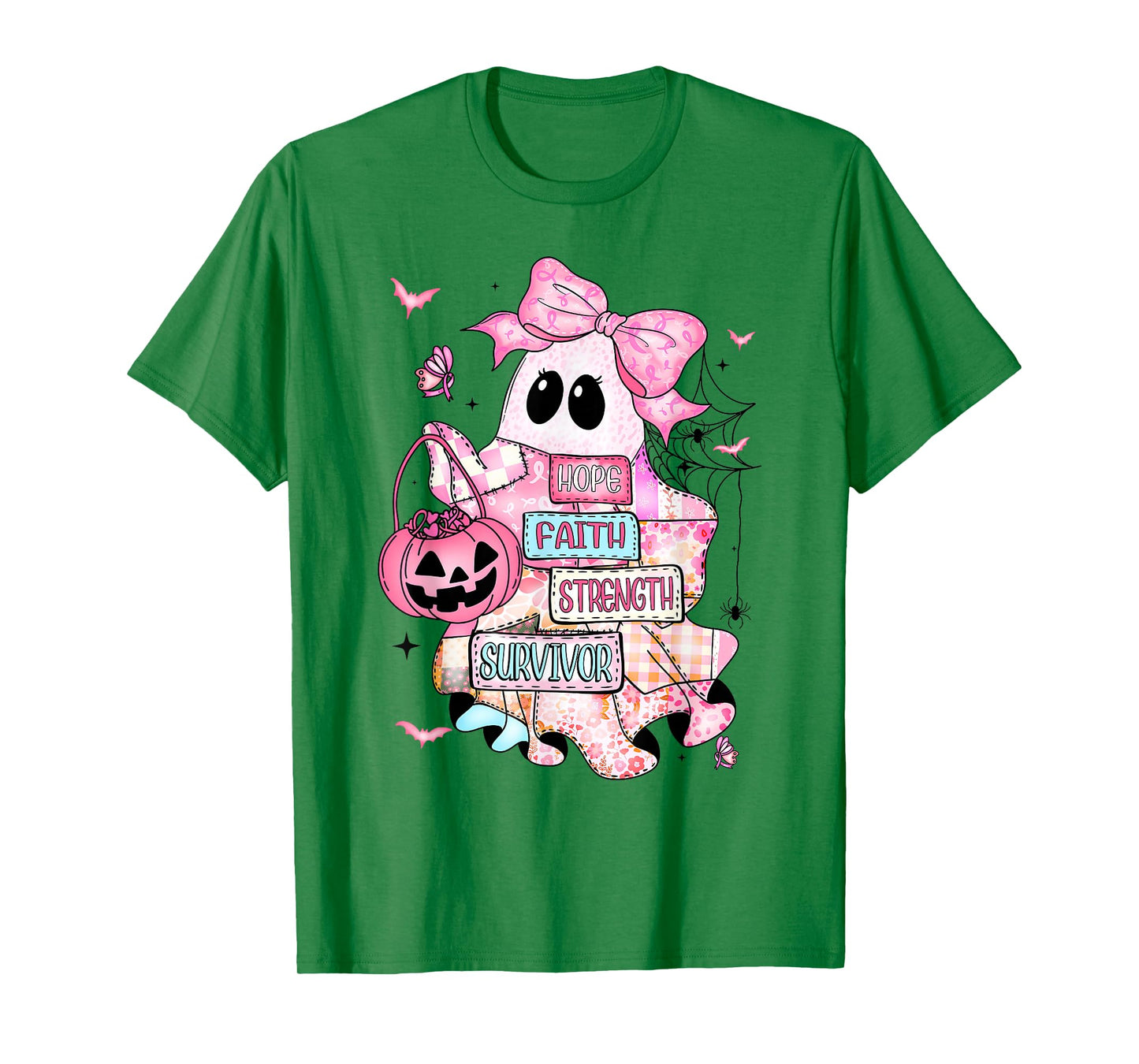 Breast Cancer Awareness Ghost Hope Faith Strength Survivor T-Shirt