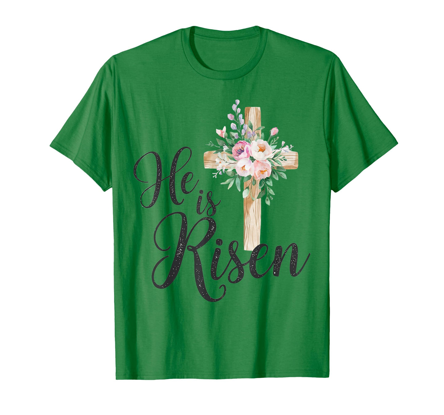 He is risen floral cross for christian easter girls women T-Shirt
