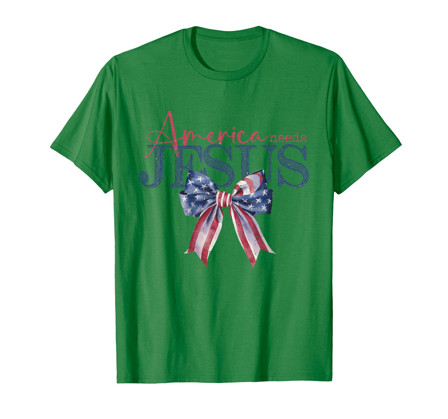 Coquette Bow America Needs Jesus Funny Christian 4th Of July T-Shirt