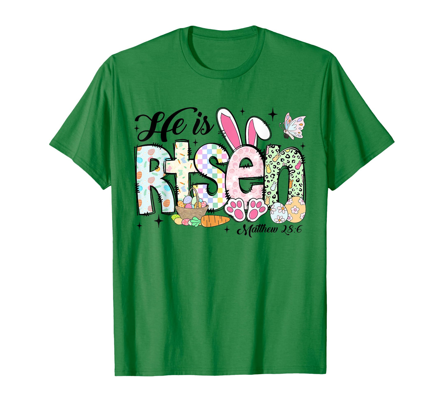 He is Risen Jesus Christian Happy Easter Kids Women Girls T-Shirt