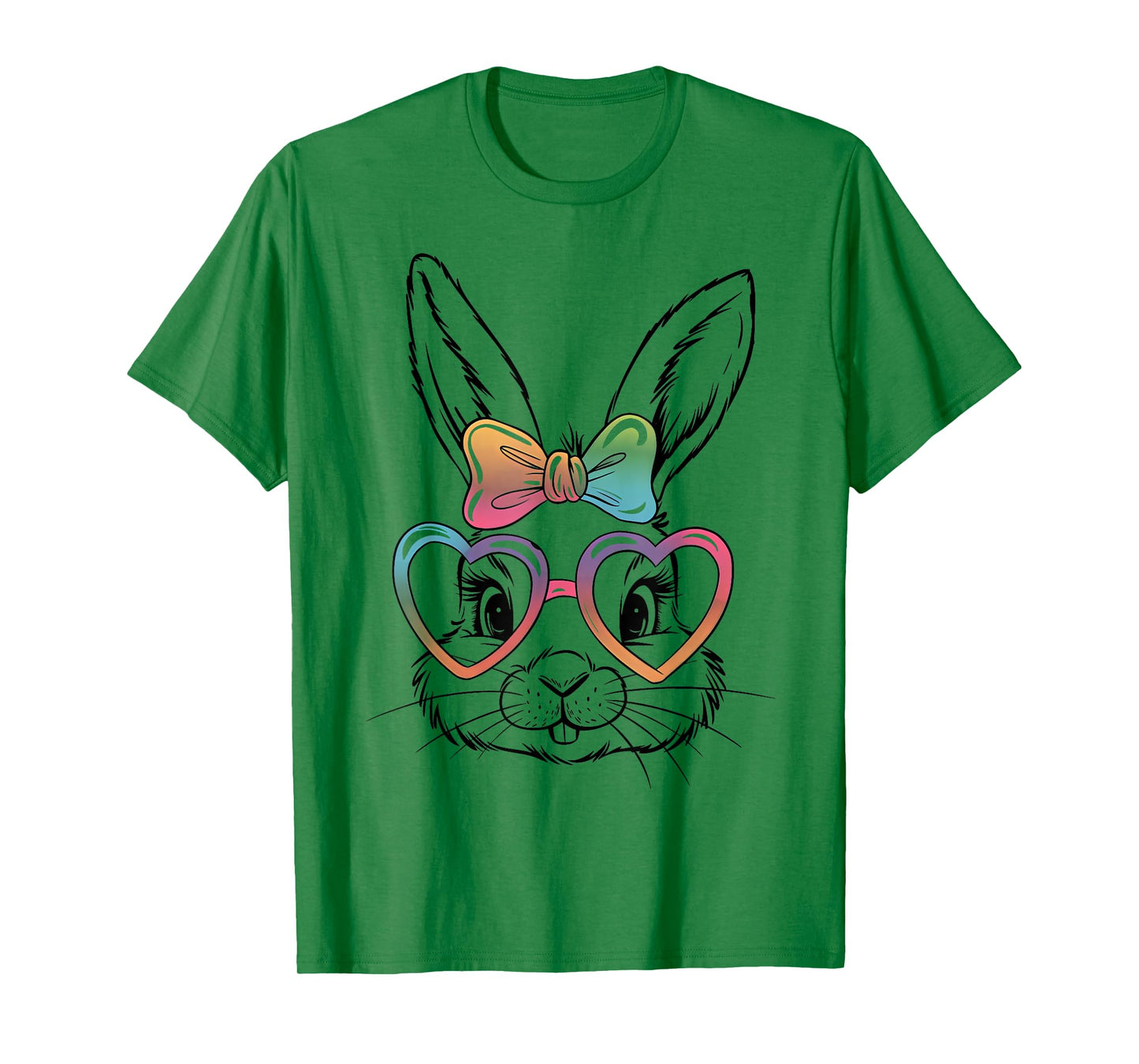 Cute Bunny Rabbit Face Tie Dye Glasses Girl Happy Easter Day T-Shirt