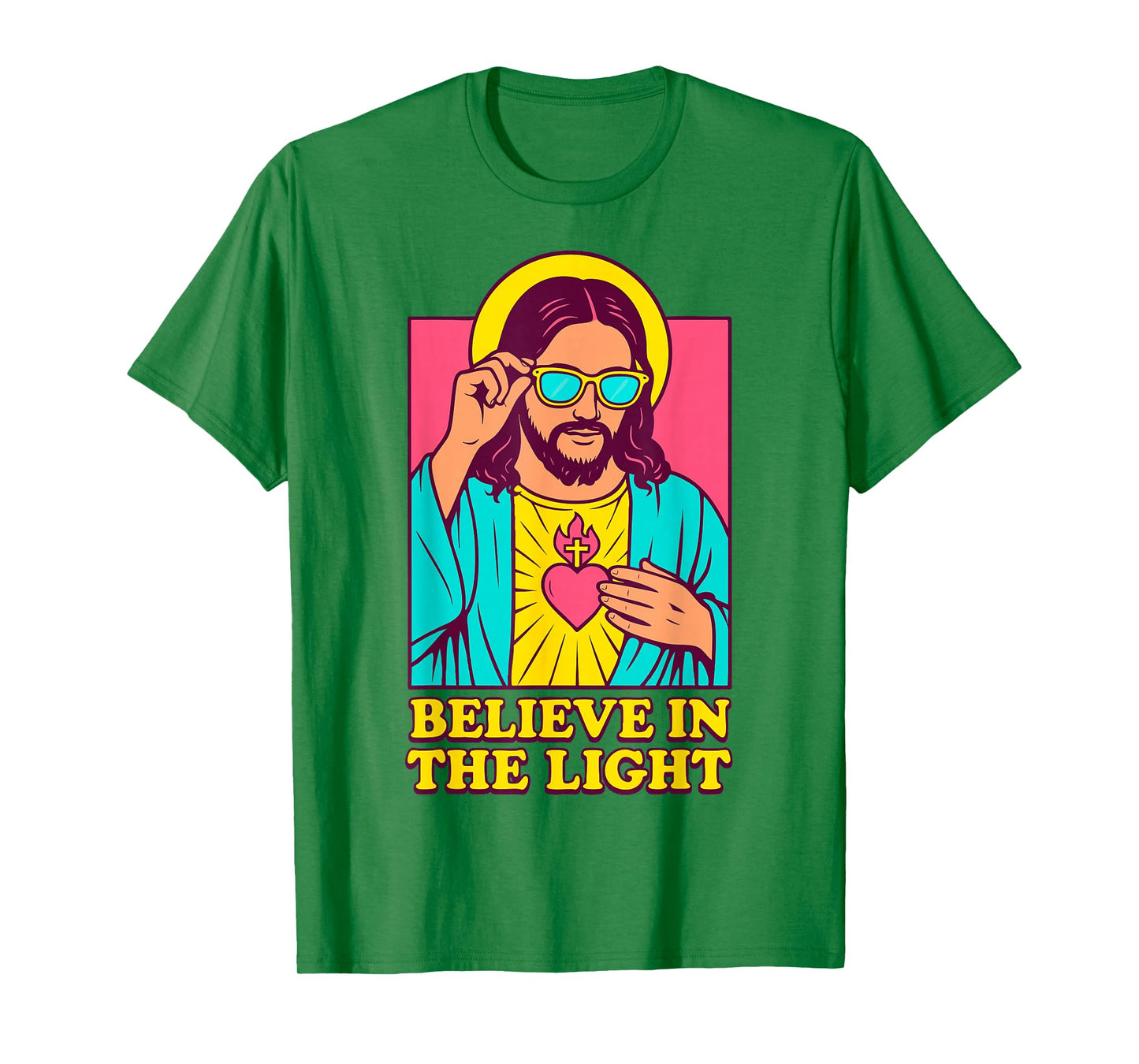 Christian Jesus Believe in The Light Anime Pop Art White T-Shirt