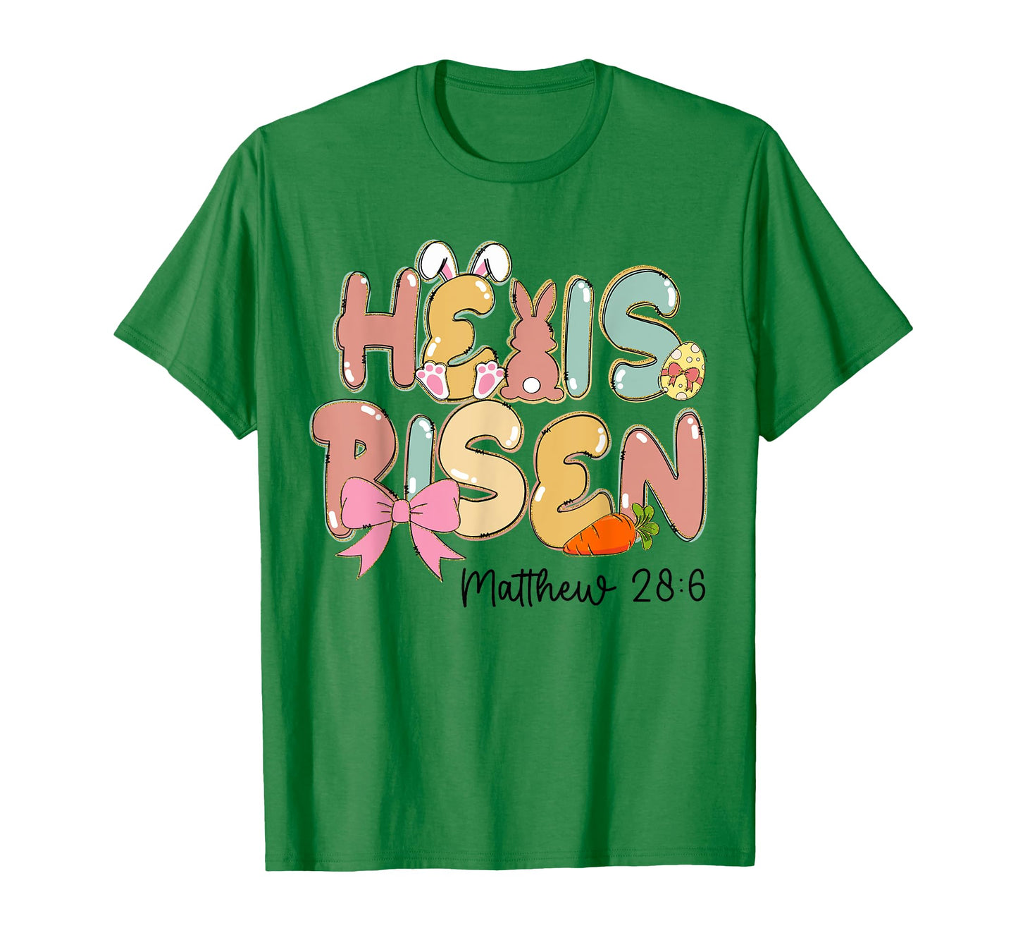 He Is Risen Christian Easter Bunny Jesus Resurrection Girls T-Shirt