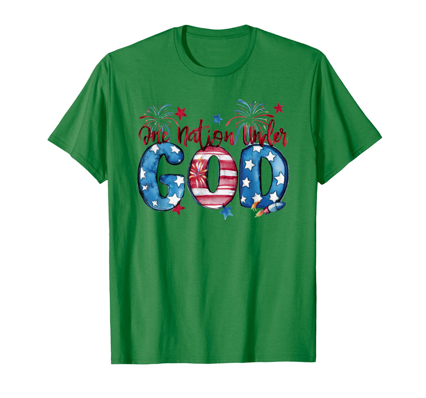 One Nation Under God, American, Happy Christian Woman T-Shirt