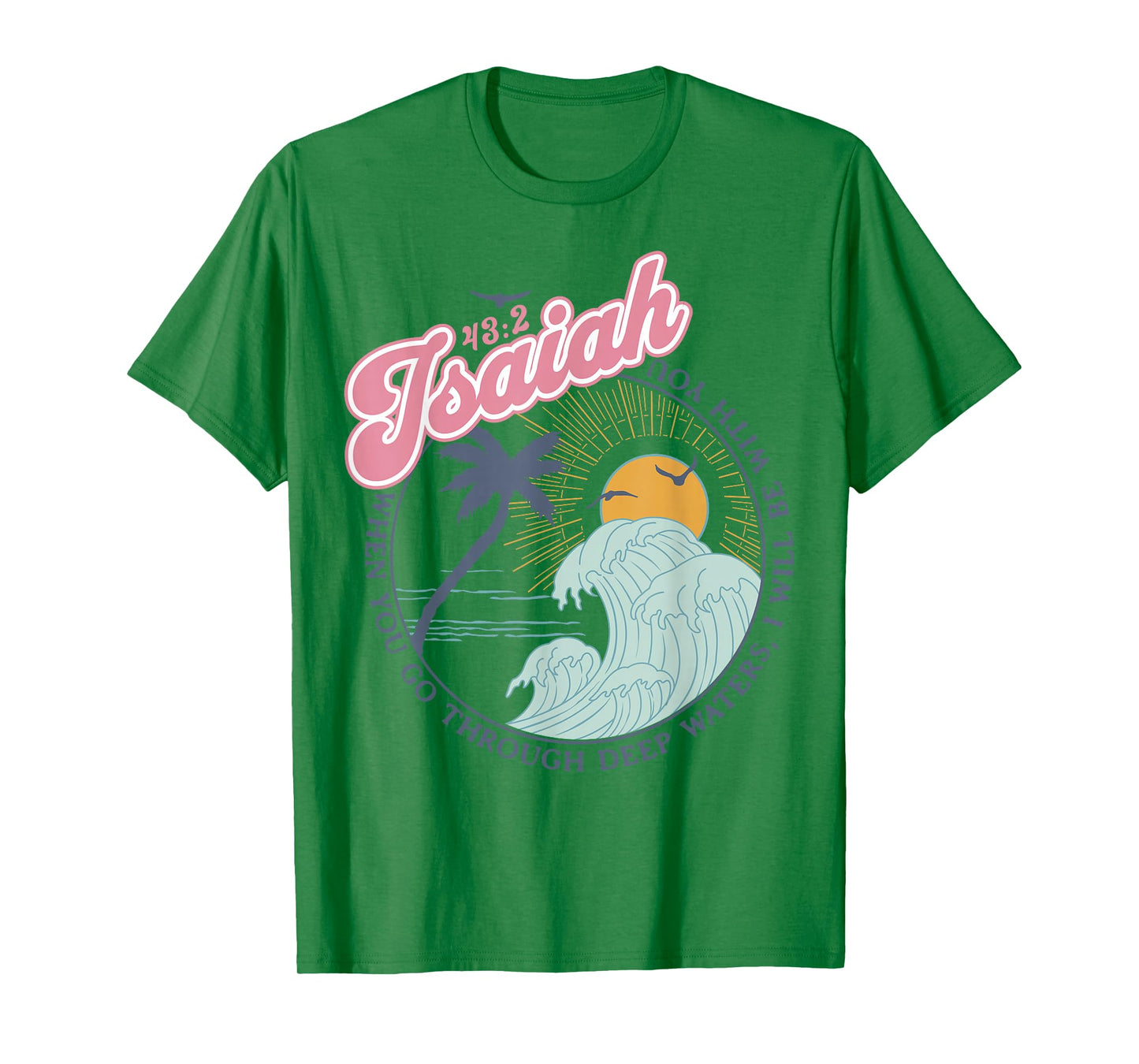 Christian Scripture Jesus Beach Isaiah Vintage Waves Retro T-Shirt