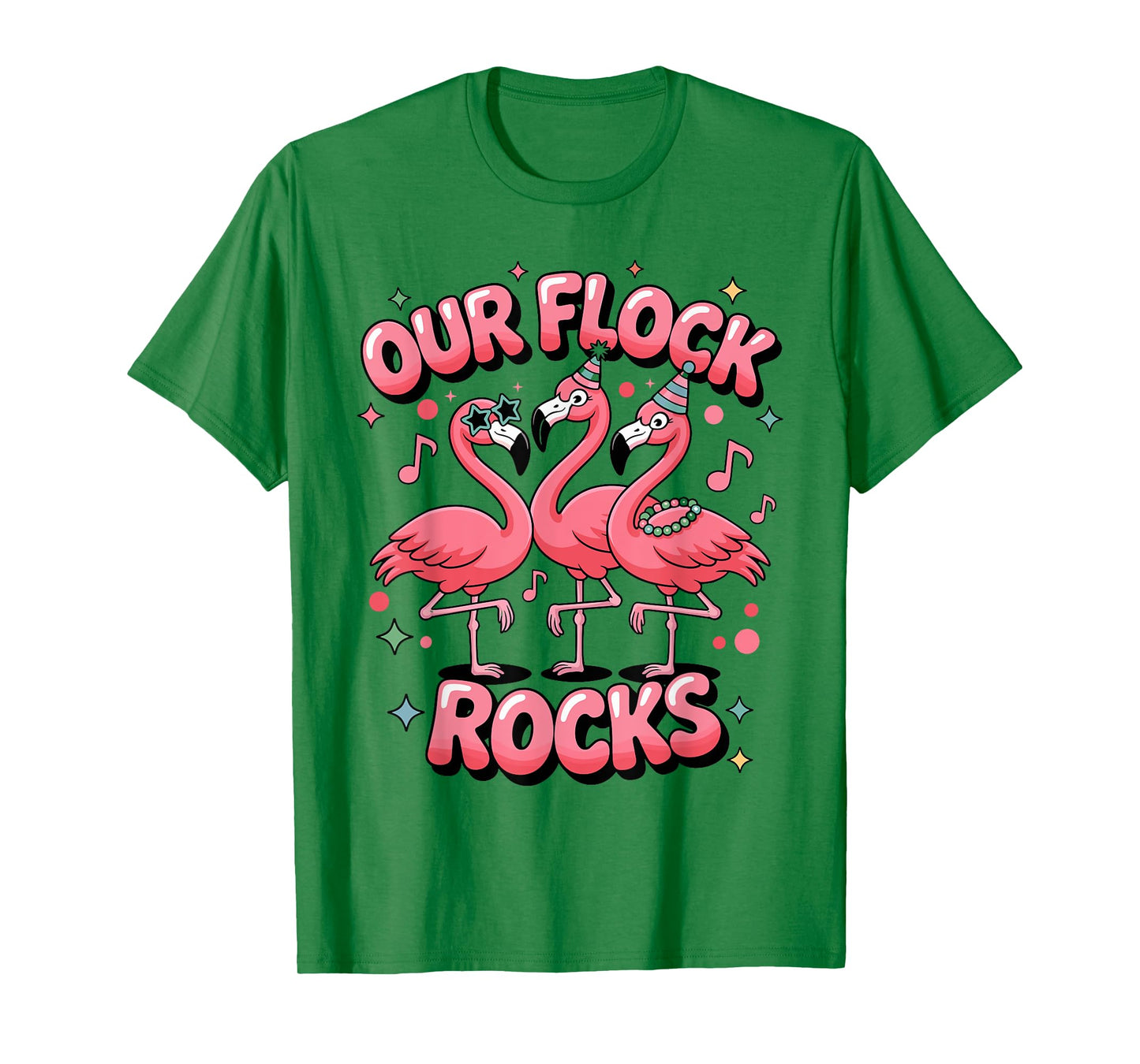 Our Flock Rocks Flamingo Matching Family Vacation Summer T-Shirt