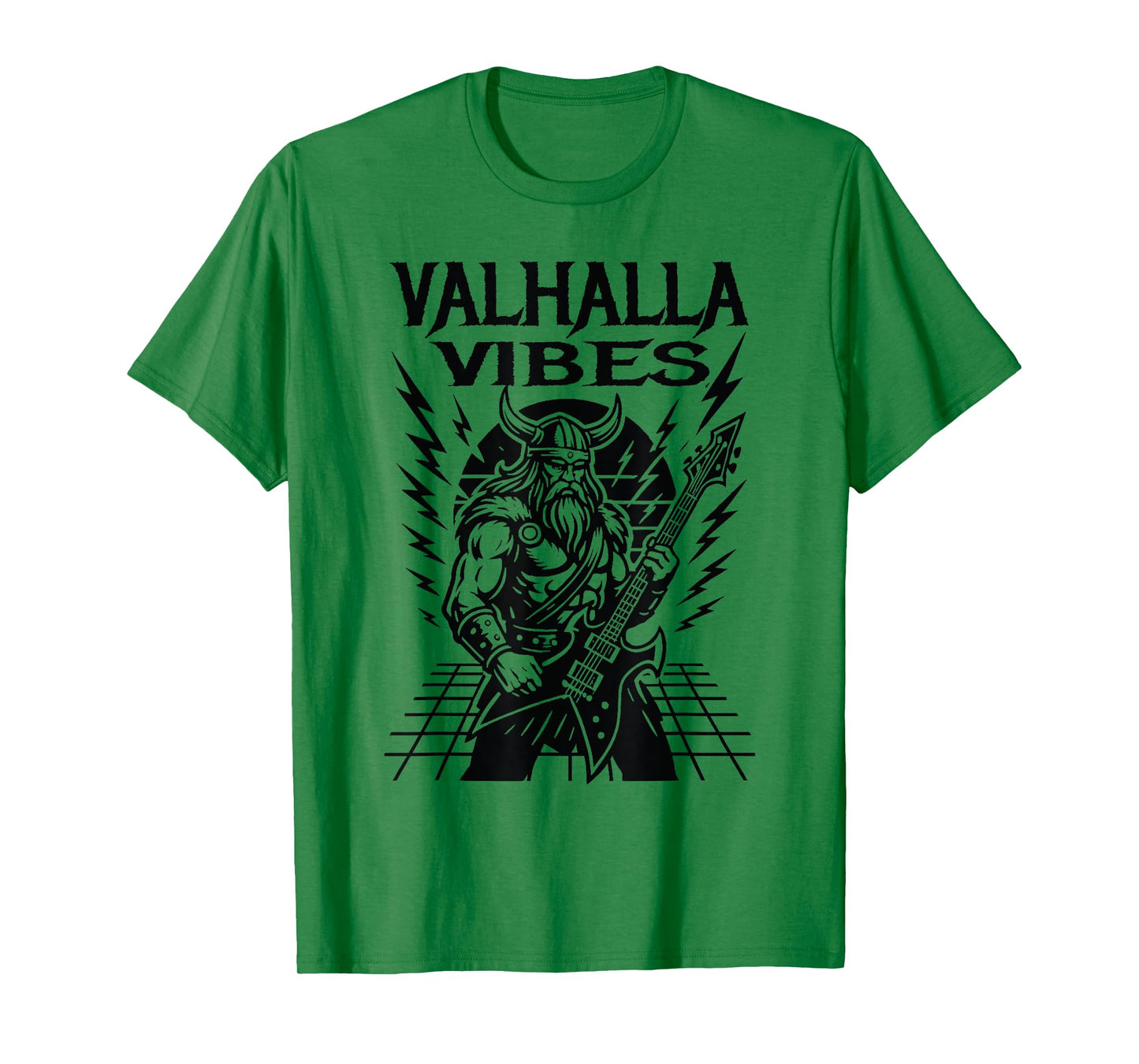 Valhalla Vibes Viking Metal Guitarist Norse Mythology Rock T-Shirt