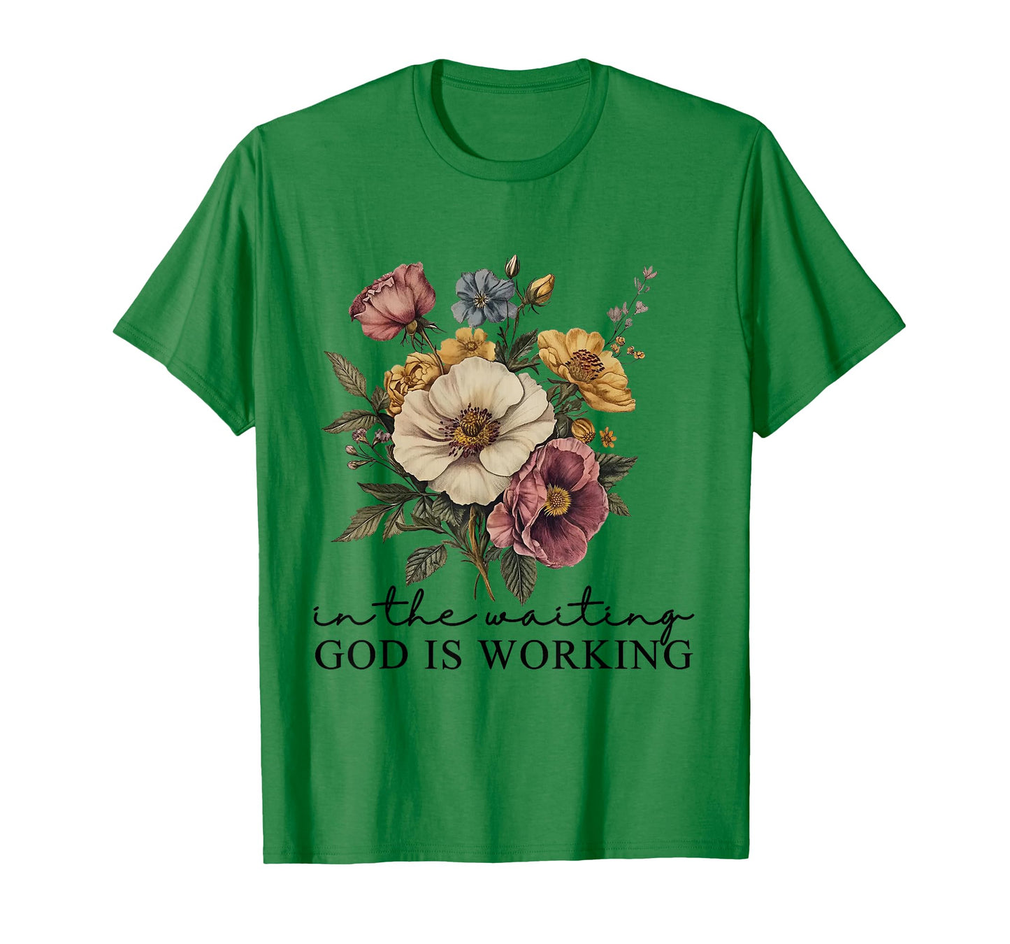in The Waiting God is Working Funny Jesus Christian T-Shirt