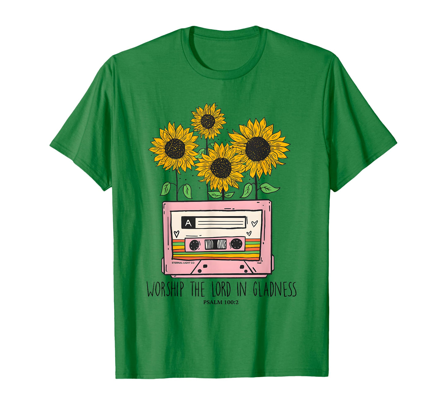 Worship The Lord in Gladness Psalm 100:2 Sunflower Christian T-Shirt