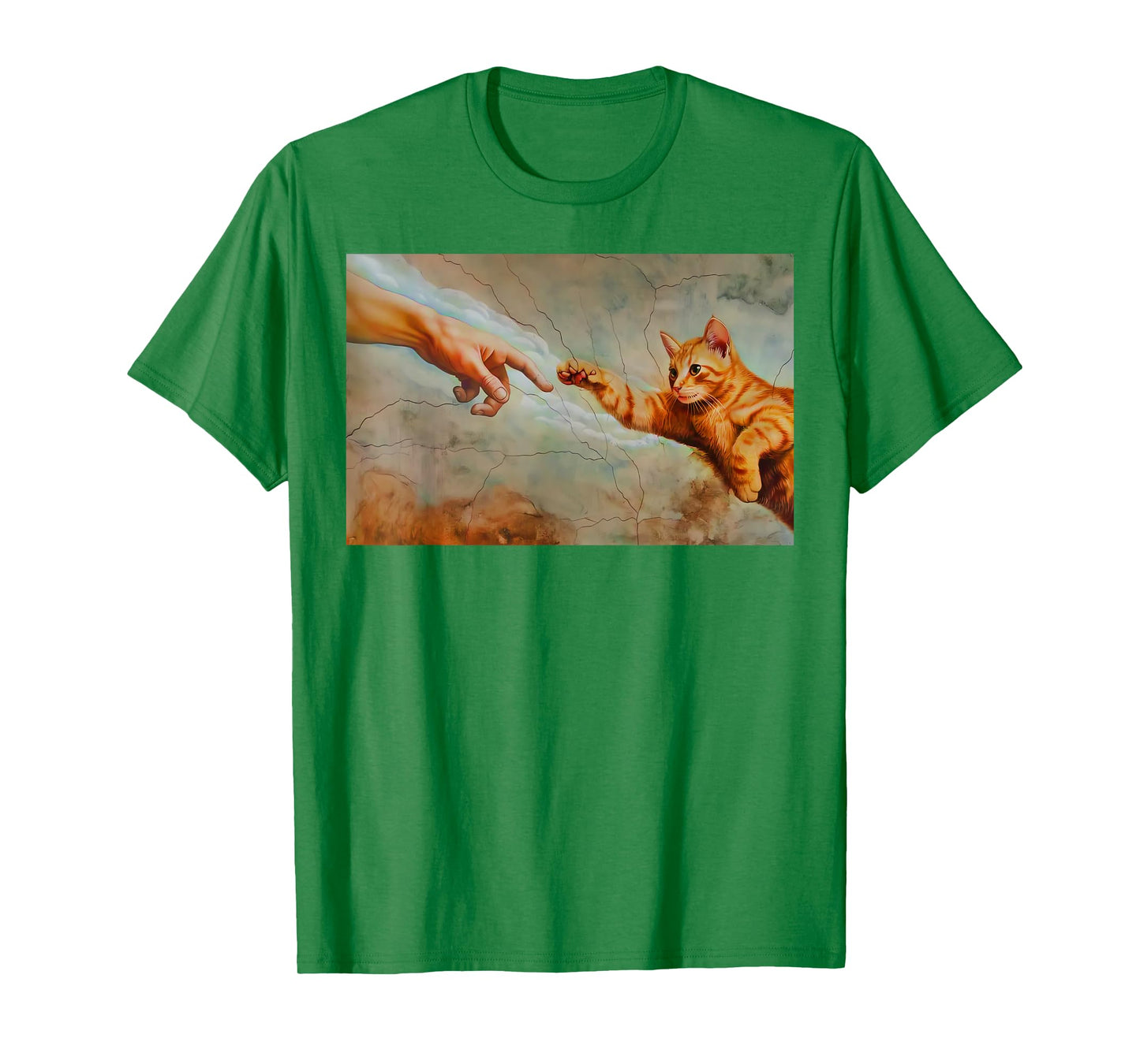 Funny Cat God Creation of Adam Meme Jesus Michelangelo Art T-Shirt