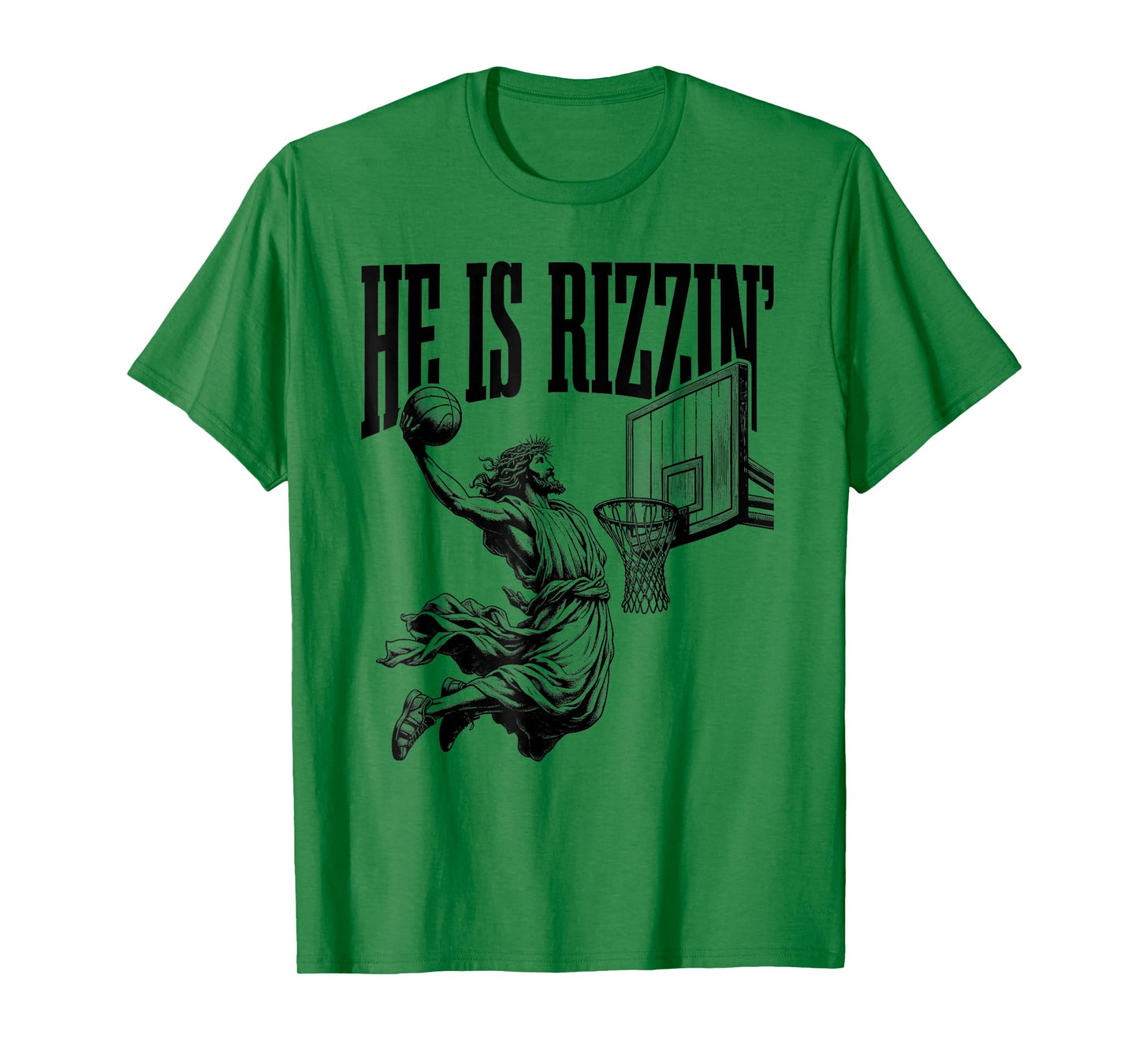 He Is Rizzin Shirt Basketball Jesus Retro Easter Christian T-Shirt