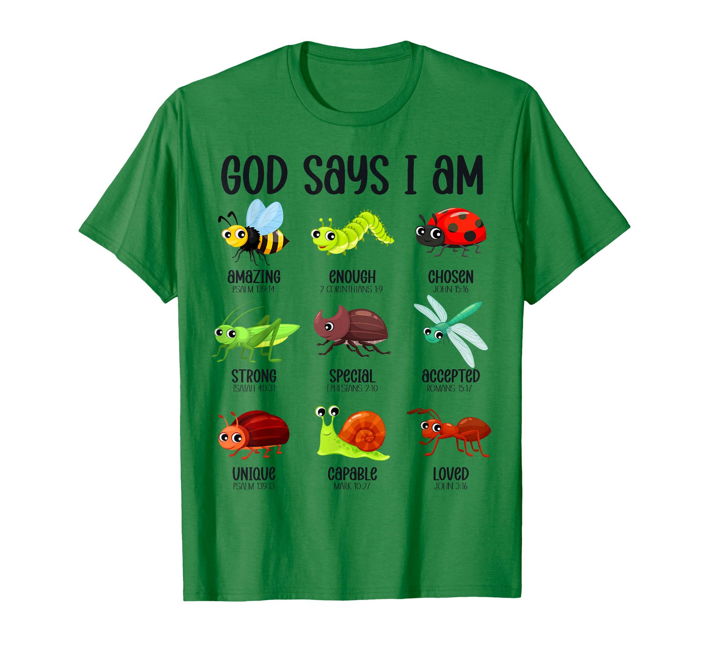 God Says I Am Christian Boys Kids Bug Hunter Hunting Bugs T-Shirt