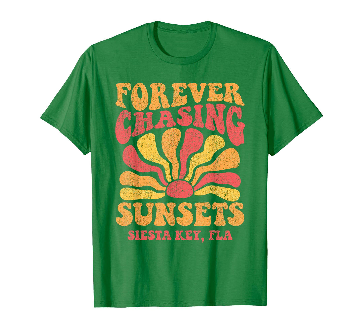 Forever Chasing Sunsets Siesta Key Beach Florida 70s Retro T-Shirt
