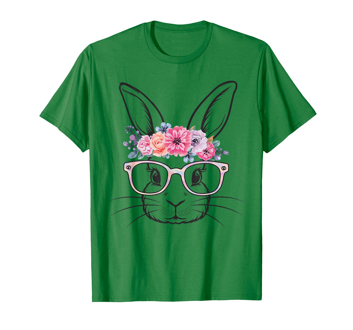 Cute Bunny Rabbit Face Tie Dye Glasses Girl Happy Easter Day T-Shirt