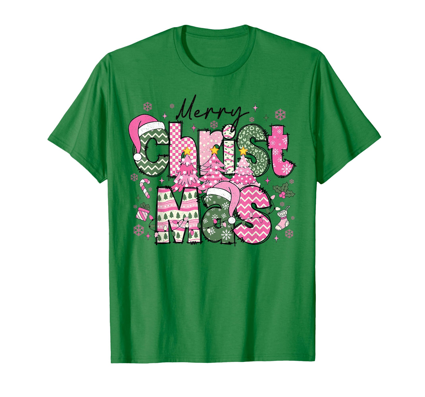 Merry Christ Mas Pink Christmas Religious Jesus Family Xmas T-Shirt