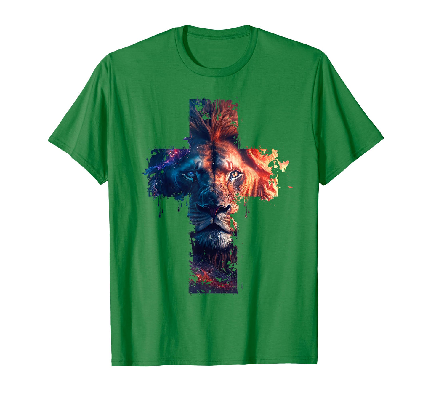 Lion of Judah Cross of Jesus Christ Christian Faith Graphic T-Shirt