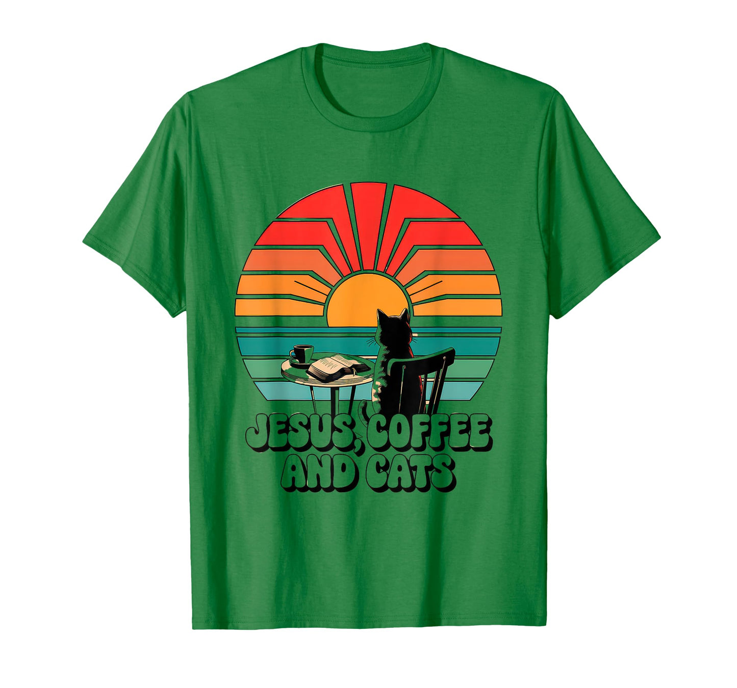 Jesus Coffee Cats Funny Cute Design Jesus Lovers Christian T-Shirt