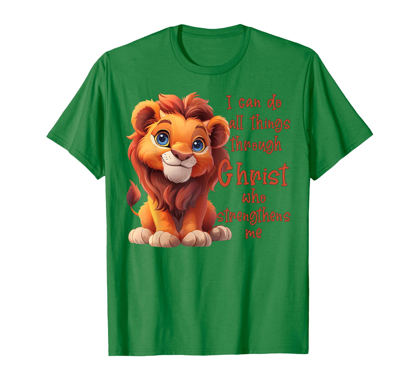 Kids I Can Do All Things Through Christ Cute Lion Cub T-Shirt