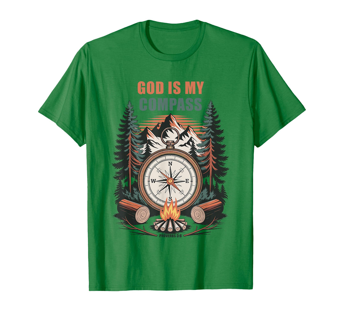 GOD is My Compass – Proverbs 3:6 Christian Faith Camping T-Shirt