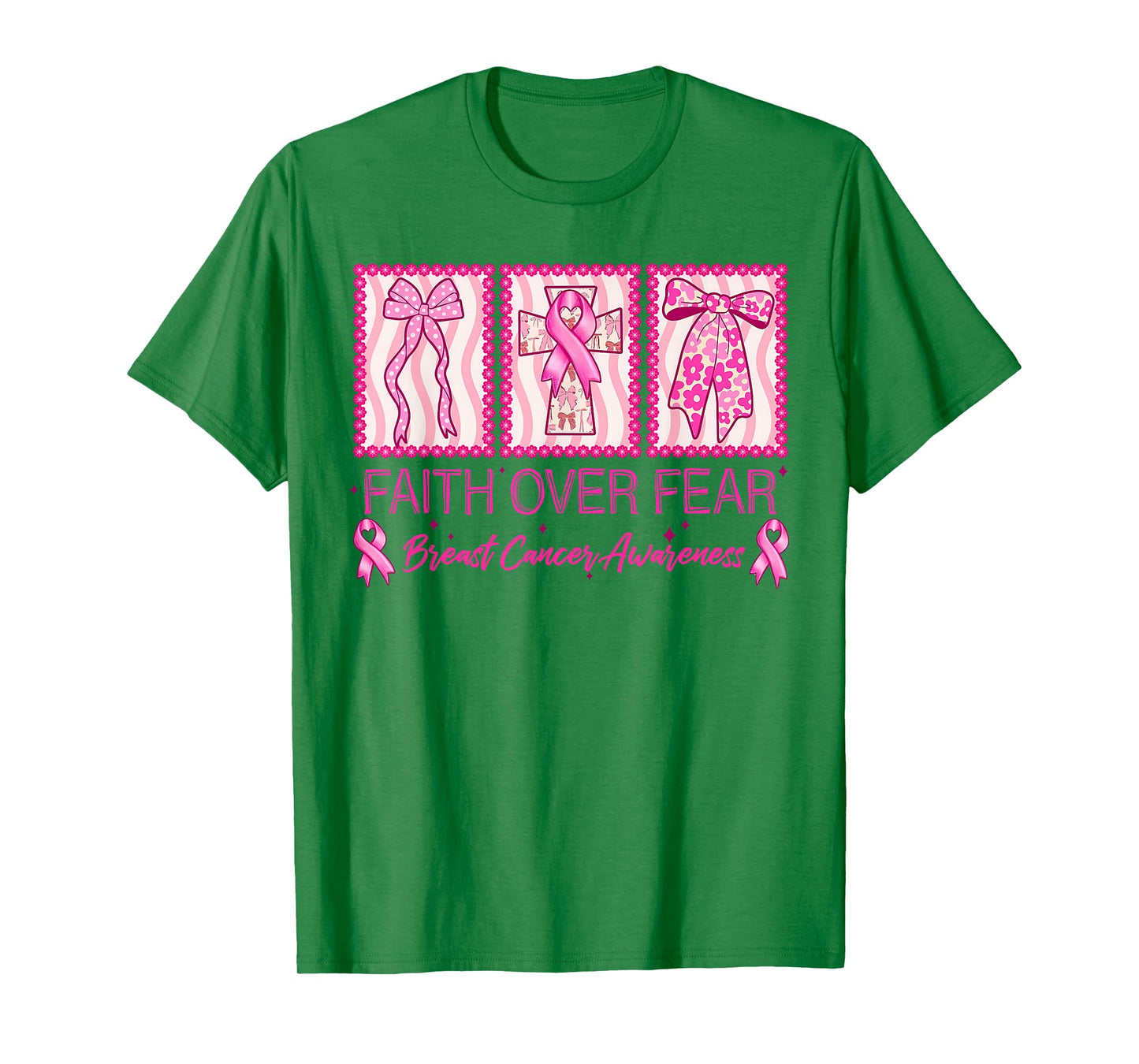 Faith Over Fear Breast Cancer Awareness Christian Religious T-Shirt