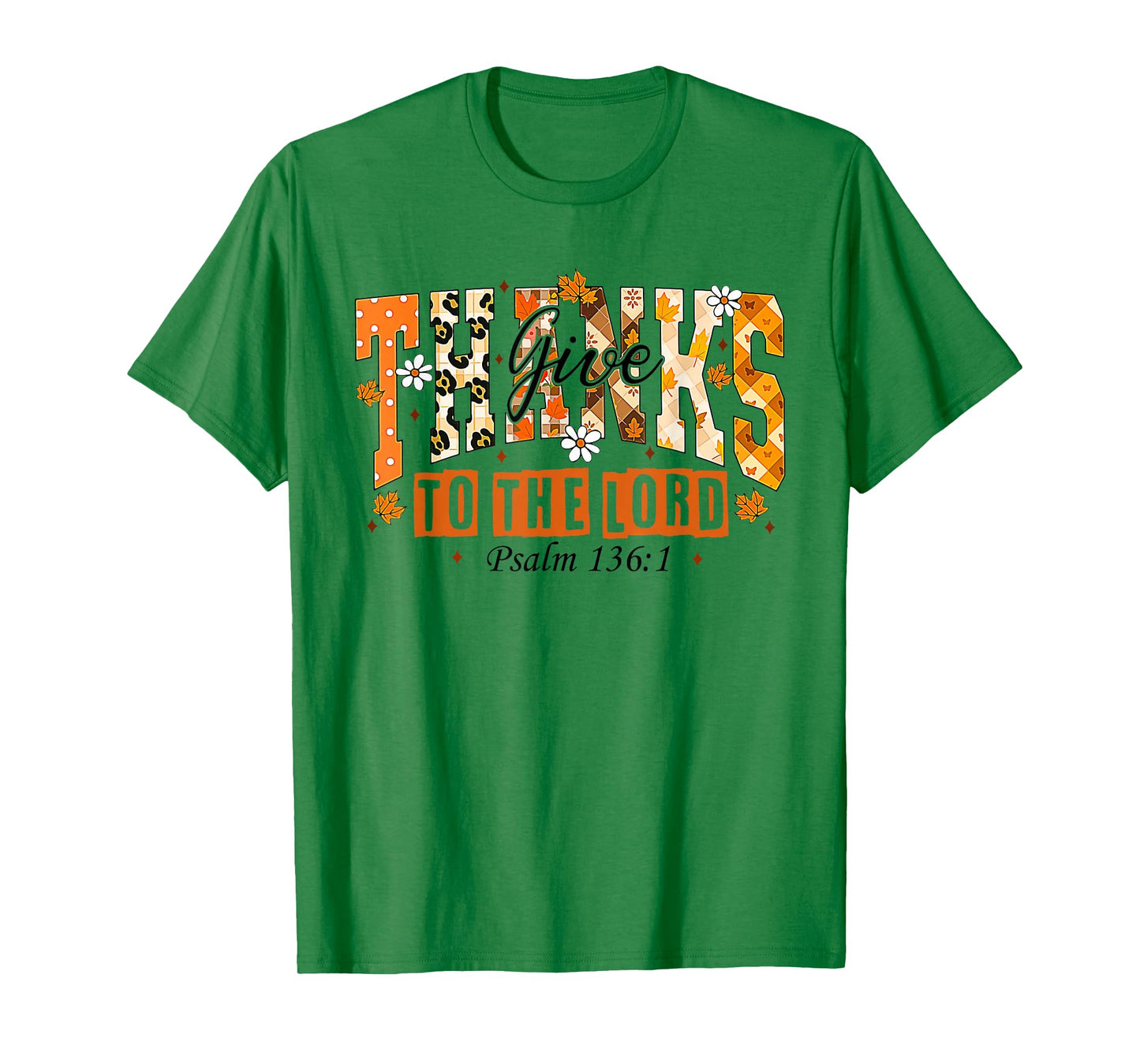 Give Thanks to The Lord Cross Pumpkin Bow Autumn Fall Flower T-Shirt