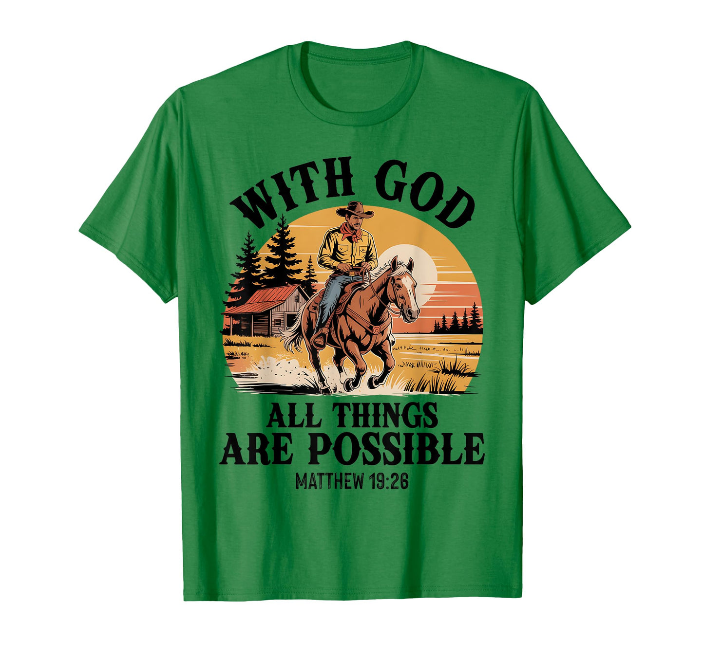 Vintage Cowboy Christian Bible Verse Western Jesus Faith T-Shirt