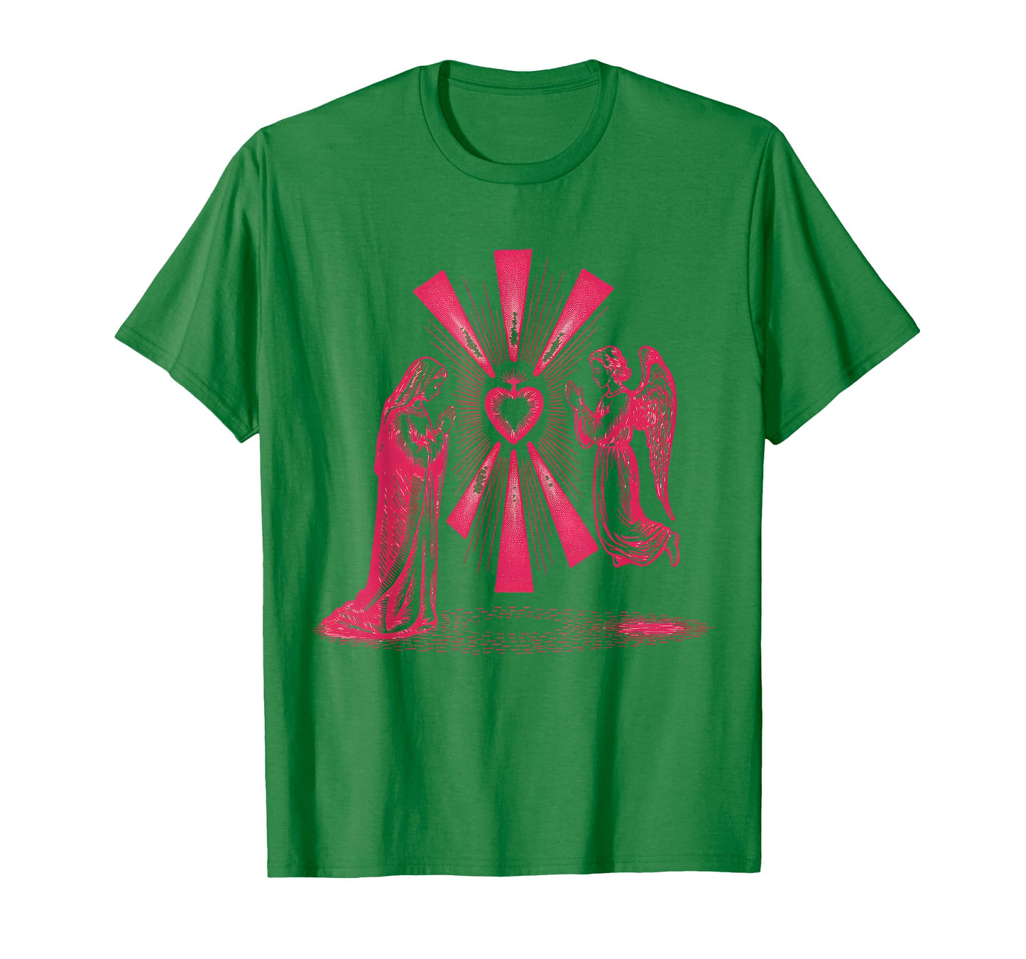Mary and Angel in Prayer with Radiant Holy Light Artwork T-Shirt