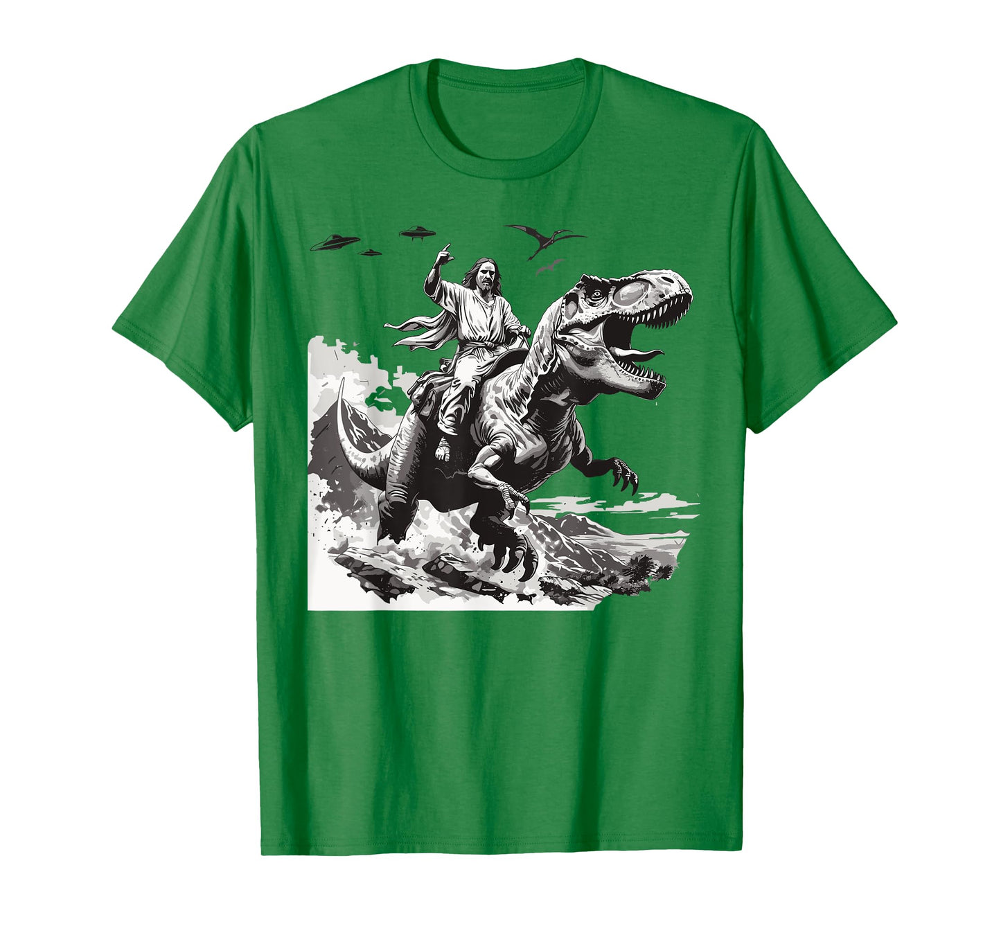 Jesus riding a dinosaur christian Religious motives funny T-Shirt