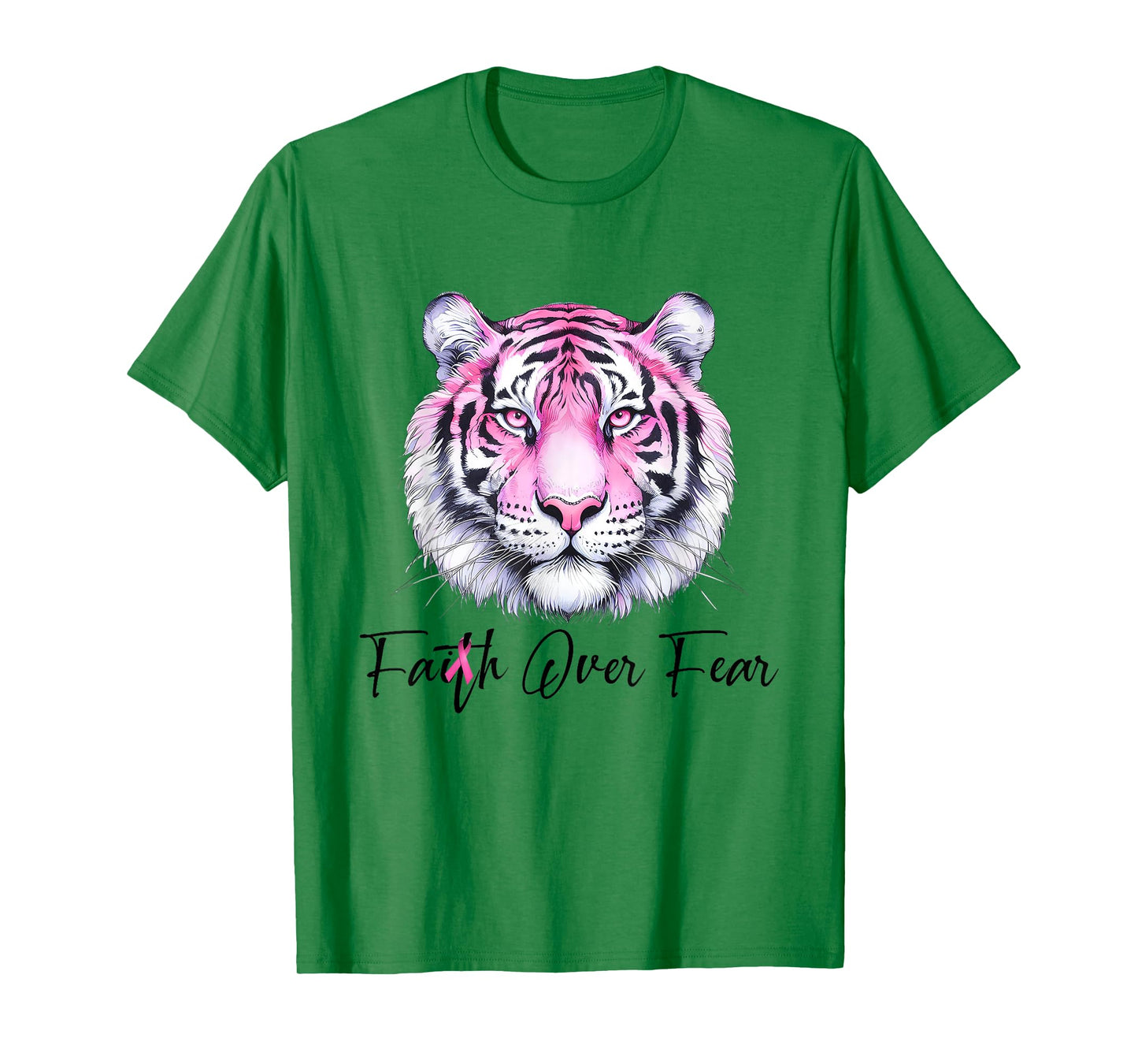 Faith Over Fear Christian Tiger Breast Cancer Awareness T-Shirt